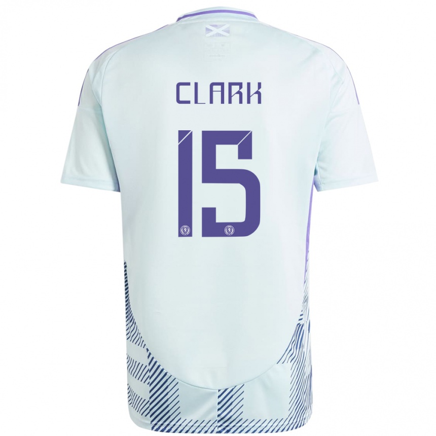 Hombre Fútbol Camiseta Escocia Jenna Clark #15 Azul Menta Claro 2ª Equipación 24-26 México
