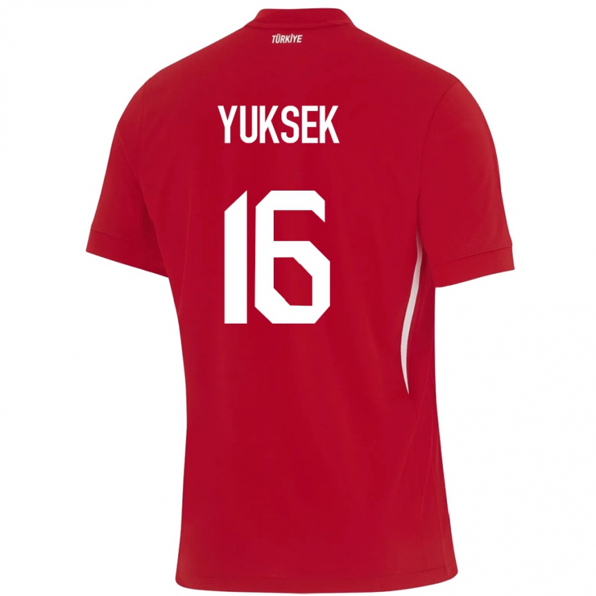 Hombre Fútbol Camiseta Turquía İsmail Yüksek #16 Rojo 2ª Equipación 24-26 México