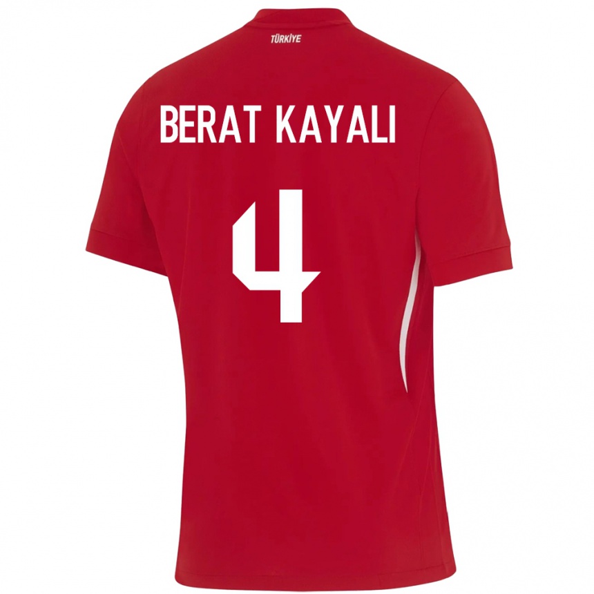 Hombre Fútbol Camiseta Turquía Hasan Berat Kayalı #4 Rojo 2ª Equipación 24-26 México