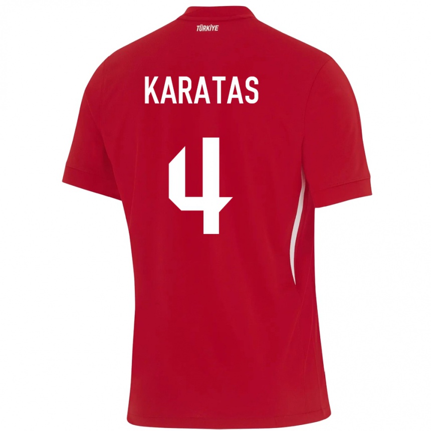 Hombre Fútbol Camiseta Turquía Eda Karataş #4 Rojo 2ª Equipación 24-26 México