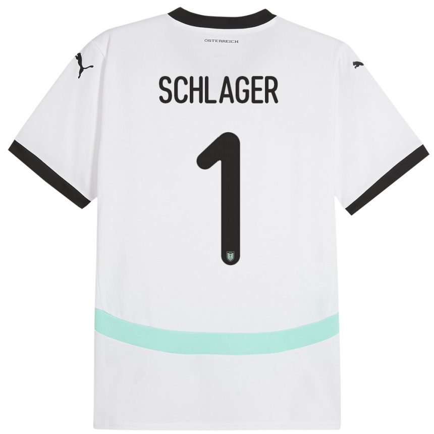 Hombre Fútbol Camiseta Austria Alexander Schlager #1 Blanco 2ª Equipación 24-26 México