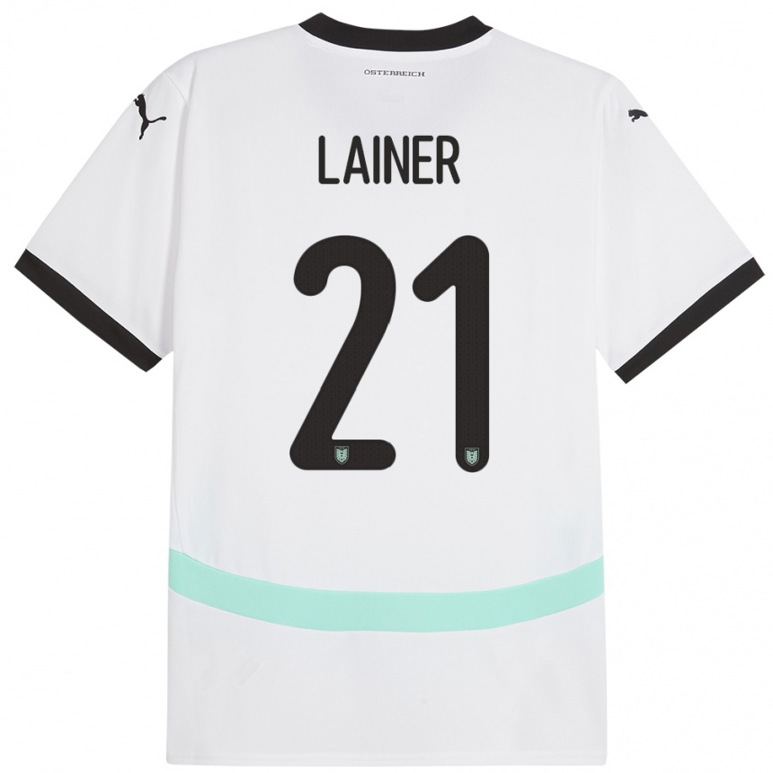 Hombre Fútbol Camiseta Austria Stefan Lainer #21 Blanco 2ª Equipación 24-26 México
