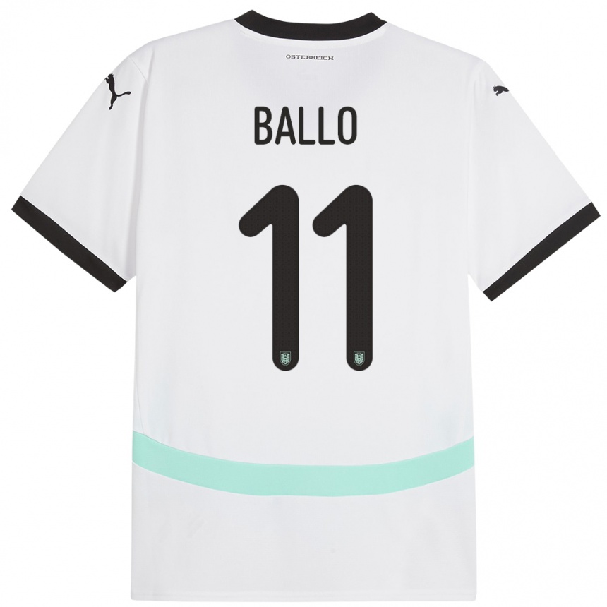 Hombre Fútbol Camiseta Austria Thierno Ballo #11 Blanco 2ª Equipación 24-26 México