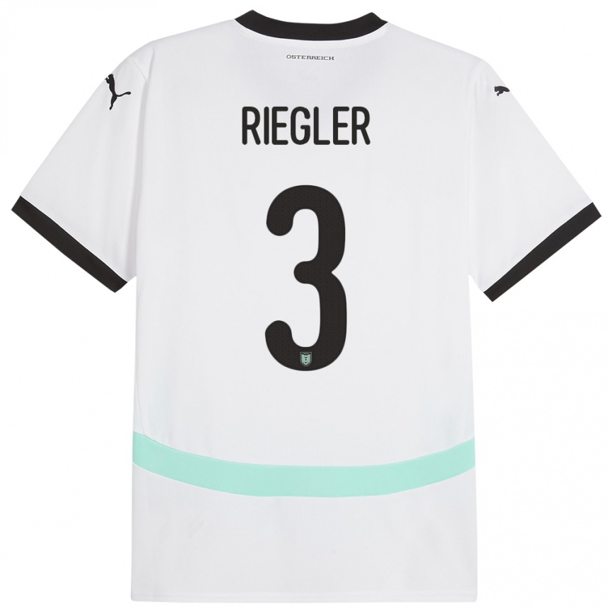 Hombre Fútbol Camiseta Austria David Riegler #3 Blanco 2ª Equipación 24-26 México