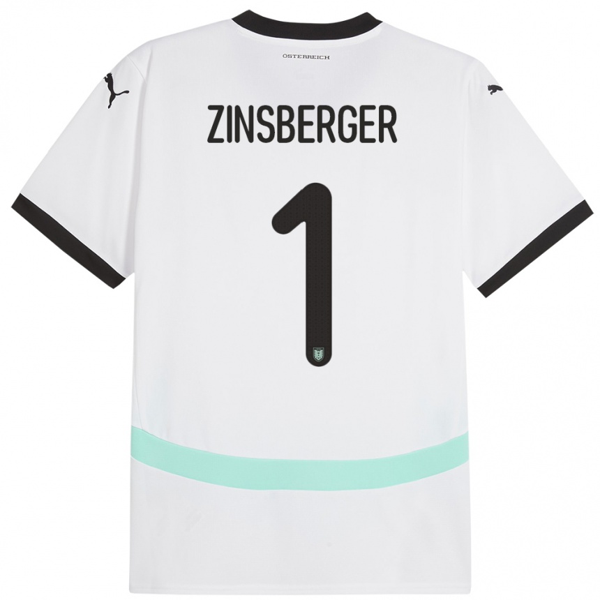 Hombre Fútbol Camiseta Austria Manuela Zinsberger #1 Blanco 2ª Equipación 24-26 México