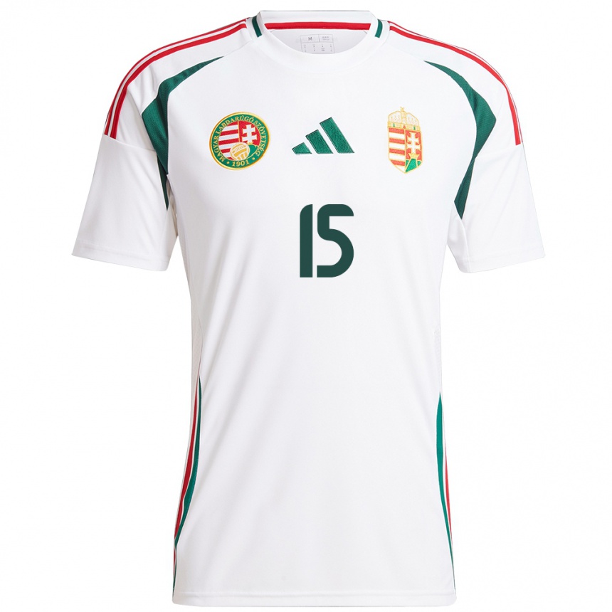 Hombre Fútbol Camiseta Hungría Diana Németh #15 Blanco 2ª Equipación 24-26 México