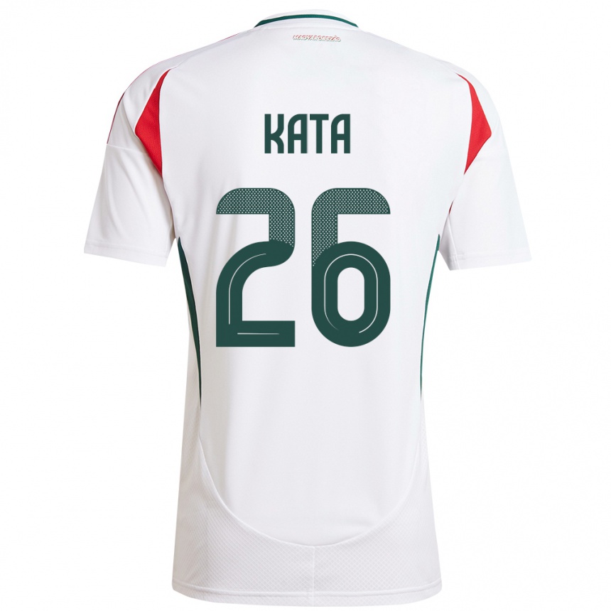 Hombre Fútbol Camiseta Hungría Mihály Kata #26 Blanco 2ª Equipación 24-26 México