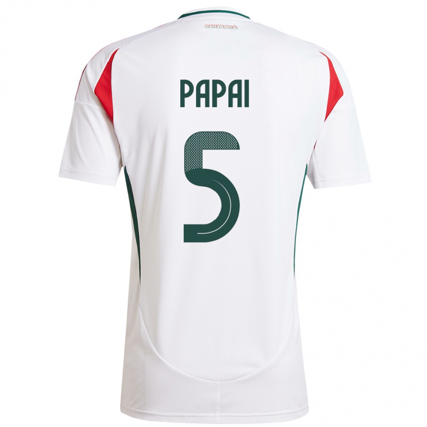 Hombre Fútbol Camiseta Hungría Emőke Pápai #5 Blanco 2ª Equipación 24-26 México