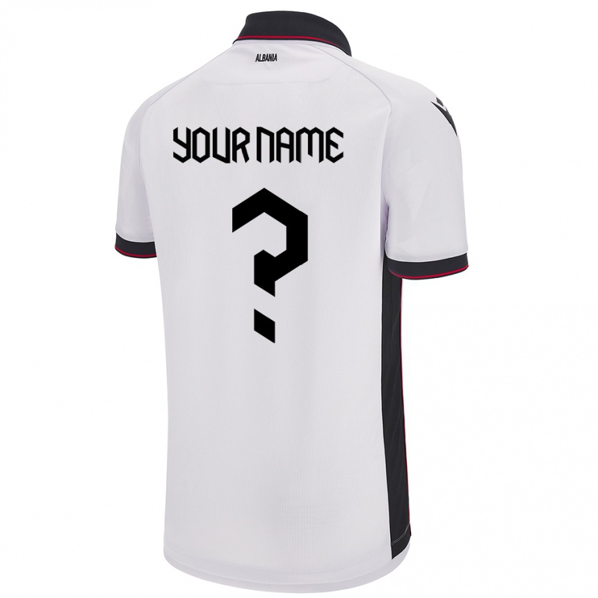 Hombre Fútbol Camiseta Albania Su Nombre #0 Blanco 2ª Equipación 24-26 México