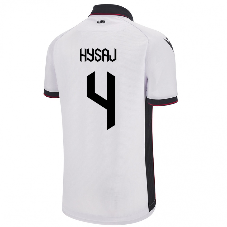 Hombre Fútbol Camiseta Albania Elseid Hysaj #4 Blanco 2ª Equipación 24-26 México