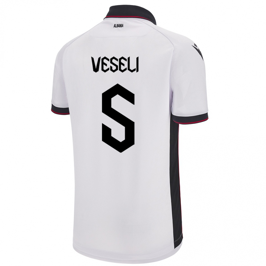 Hombre Fútbol Camiseta Albania Frédéric Veseli #5 Blanco 2ª Equipación 24-26 México