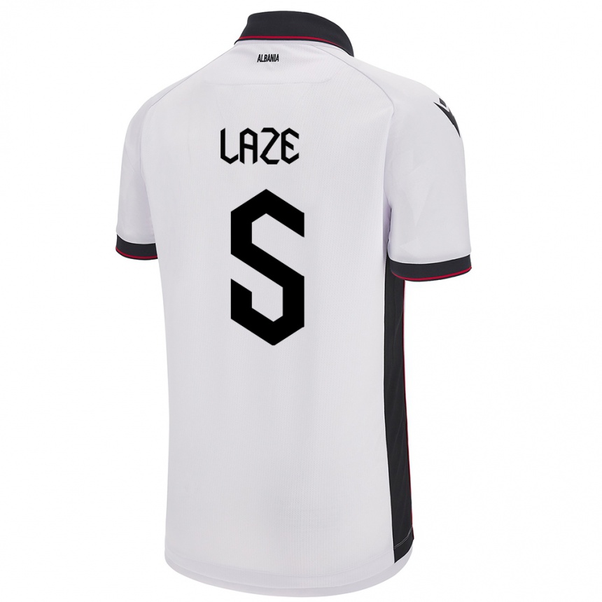 Hombre Fútbol Camiseta Albania Jetmir Laze #5 Blanco 2ª Equipación 24-26 México