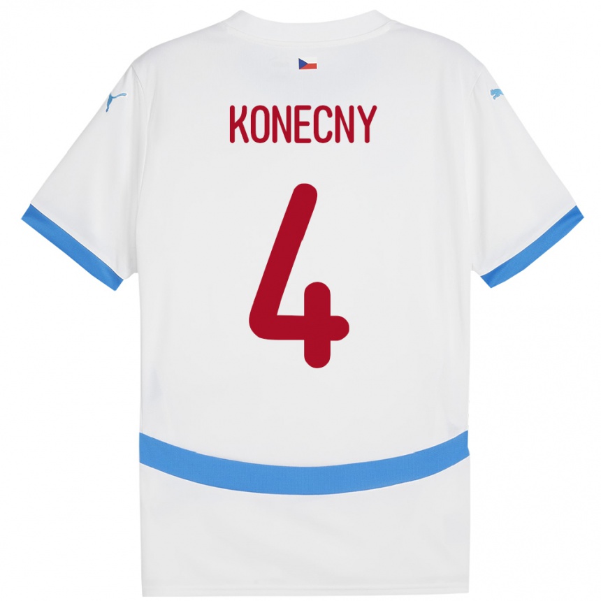 Hombre Fútbol Camiseta Chequia Mikulas Konecny #4 Blanco 2ª Equipación 24-26 México