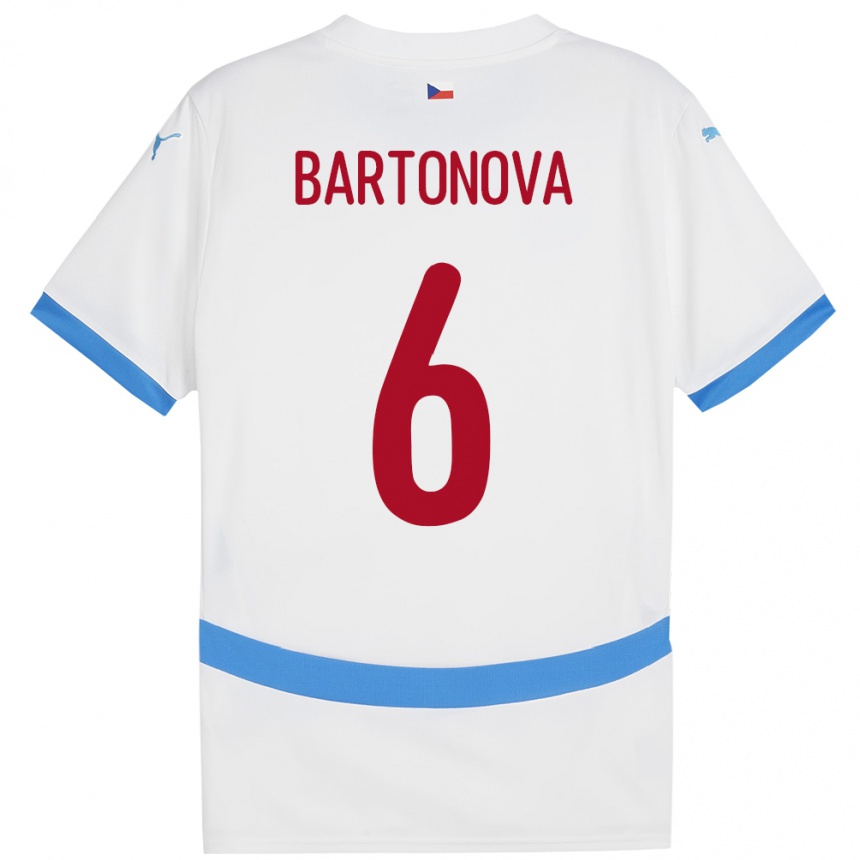 Hombre Fútbol Camiseta Chequia Eva Bartoňová #6 Blanco 2ª Equipación 24-26 México