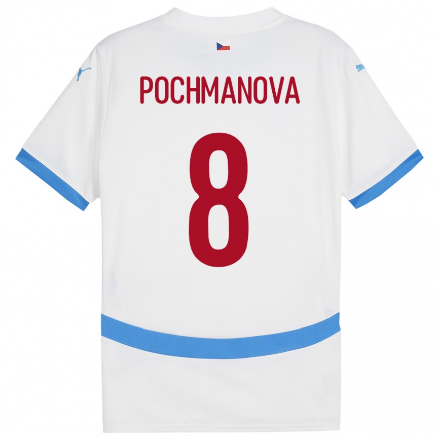 Hombre Fútbol Camiseta Chequia Aneta Pochmanová #8 Blanco 2ª Equipación 24-26 México