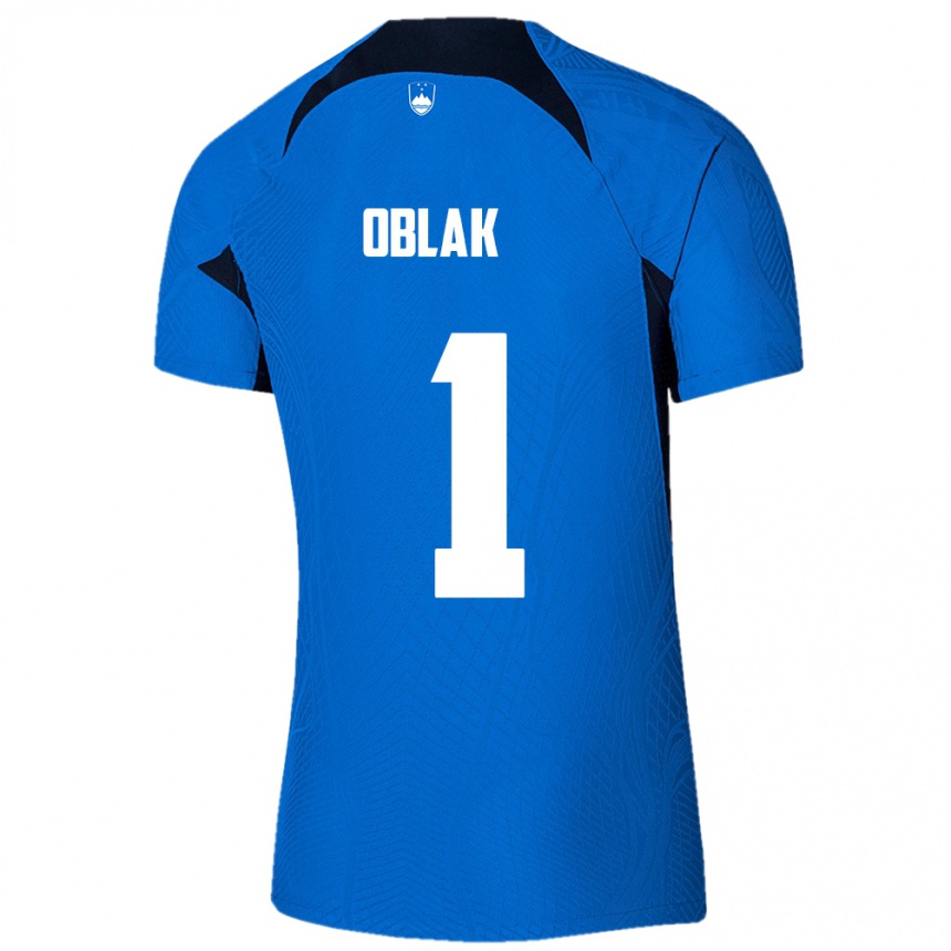 Hombre Fútbol Camiseta Eslovenia Jan Oblak #1 Azul 2ª Equipación 24-26 México