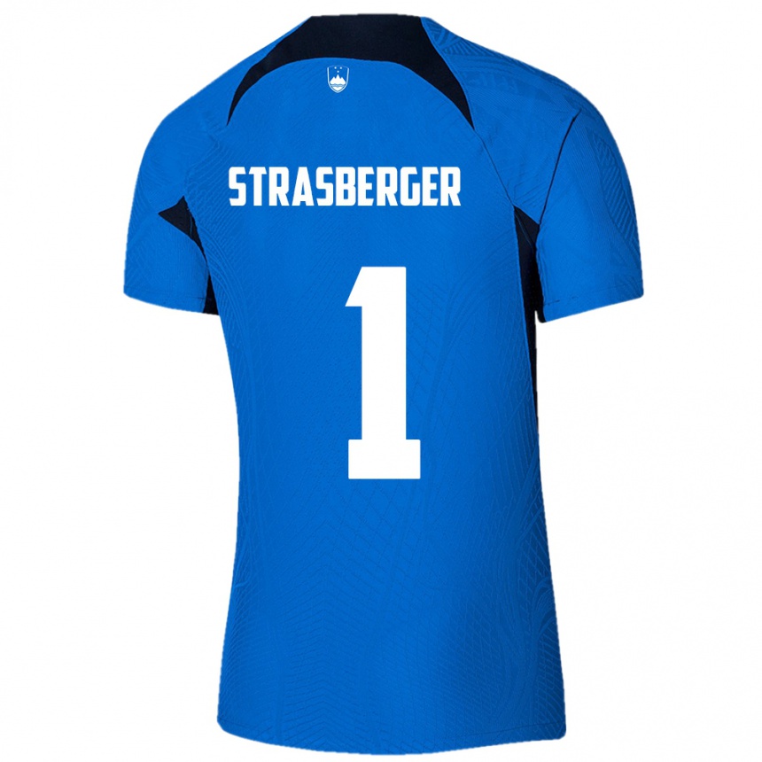 Hombre Fútbol Camiseta Eslovenia Tim Strasberger #1 Azul 2ª Equipación 24-26 México