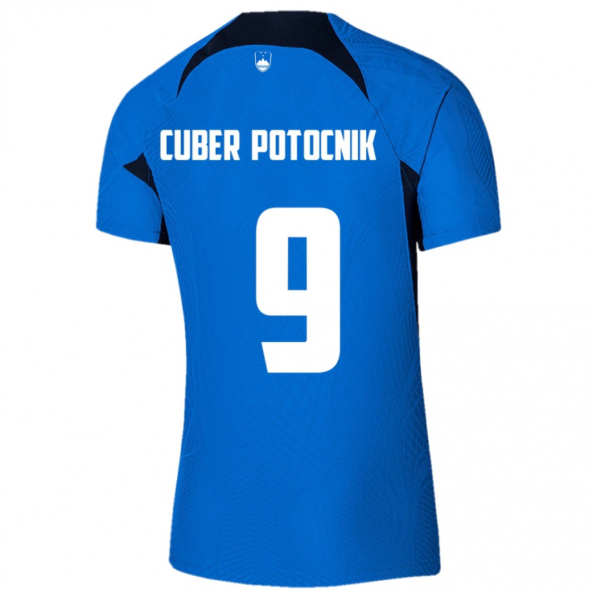 Hombre Fútbol Camiseta Eslovenia Jaka Cuber Potocnik #9 Azul 2ª Equipación 24-26 México