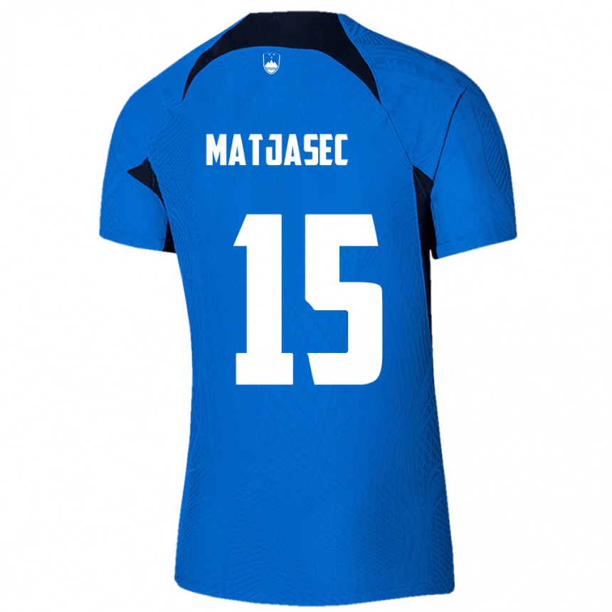 Hombre Fútbol Camiseta Eslovenia Miha Matjasec #15 Azul 2ª Equipación 24-26 México
