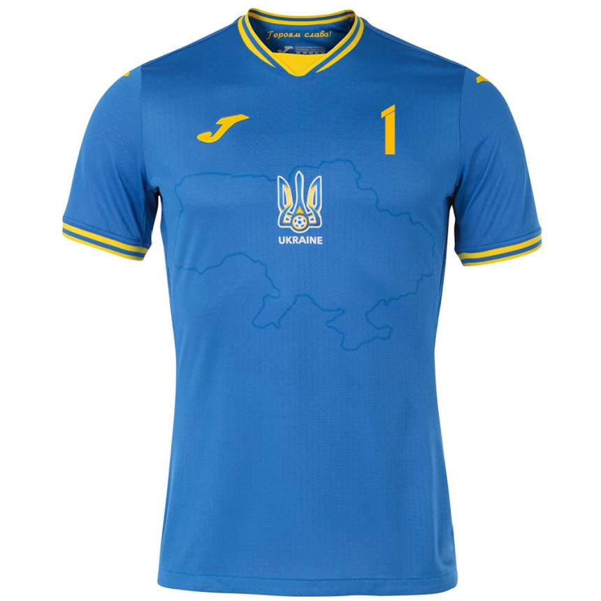 Hombre Fútbol Camiseta Ucrania Georgiy Yermakov #1 Azul 2ª Equipación 24-26 México