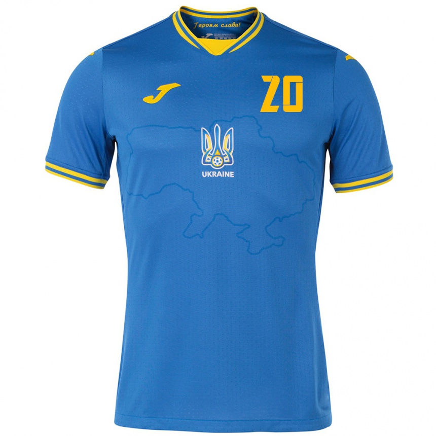 Hombre Fútbol Camiseta Ucrania Artem Ugrynchuk #20 Azul 2ª Equipación 24-26 México