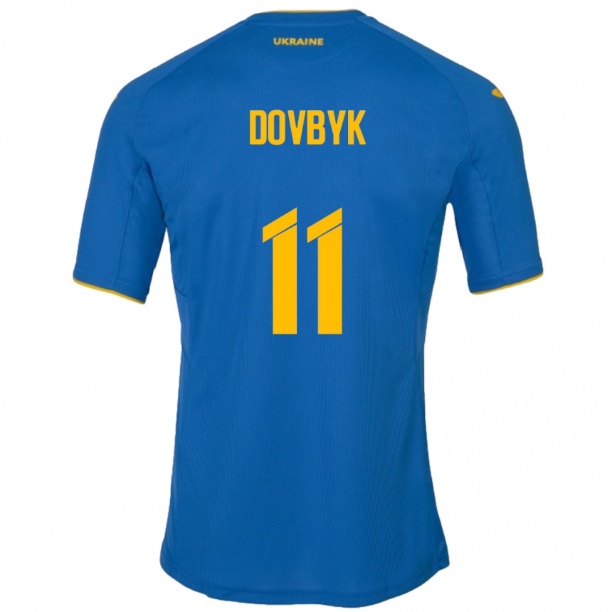 Hombre Fútbol Camiseta Ucrania Artem Dovbyk #11 Azul 2ª Equipación 24-26 México
