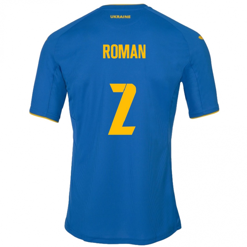 Hombre Fútbol Camiseta Ucrania Vitaliy Roman #2 Azul 2ª Equipación 24-26 México