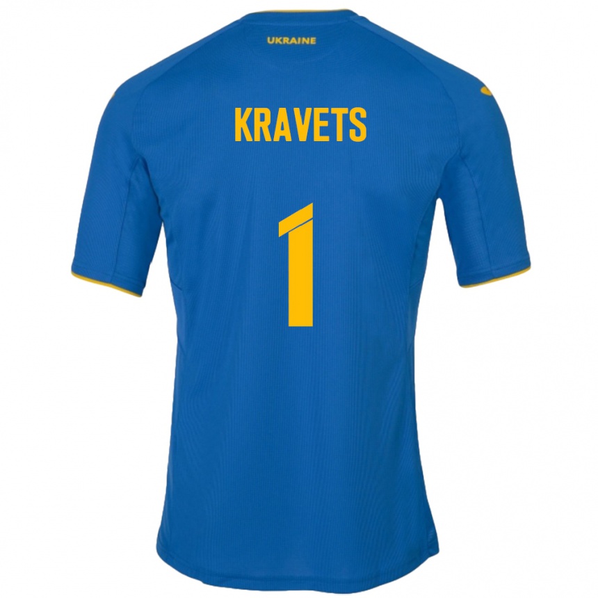 Hombre Fútbol Camiseta Ucrania Vladyslav Kravets #1 Azul 2ª Equipación 24-26 México