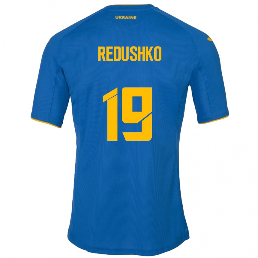 Hombre Fútbol Camiseta Ucrania Bogdan Redushko #19 Azul 2ª Equipación 24-26 México