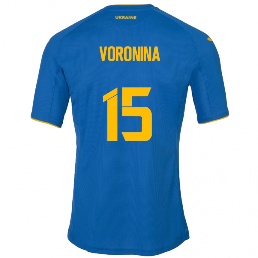Hombre Fútbol Camiseta Ucrania Anastasiya Voronina #15 Azul 2ª Equipación 24-26 México