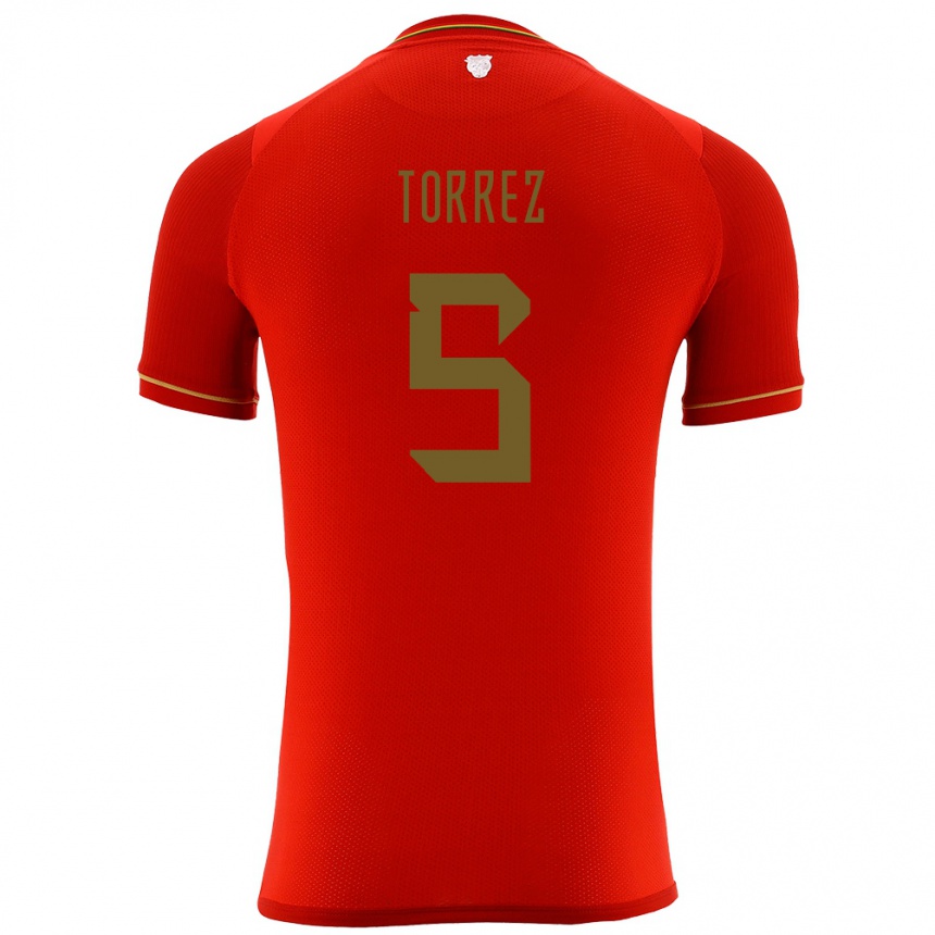 Hombre Fútbol Camiseta Bolivia Marcelo Torrez #5 Rojo 2ª Equipación 24-26 México