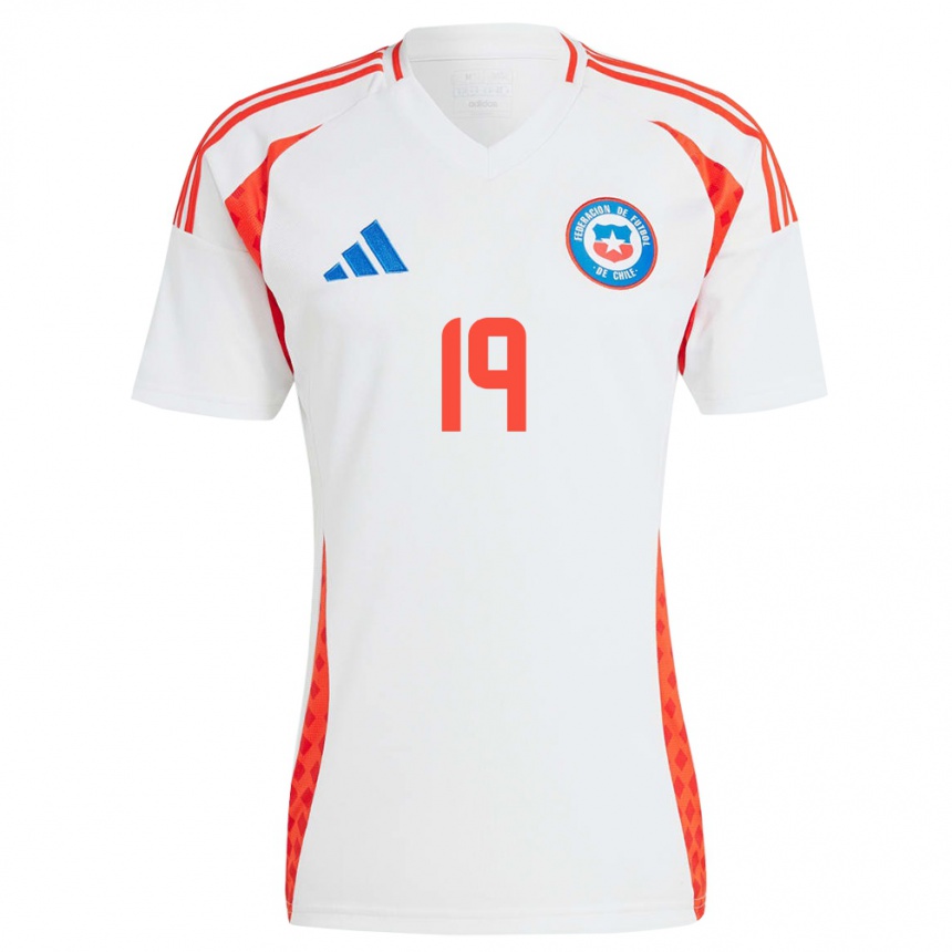 Hombre Fútbol Camiseta Chile Valentina Navarrete #19 Blanco 2ª Equipación 24-26 México