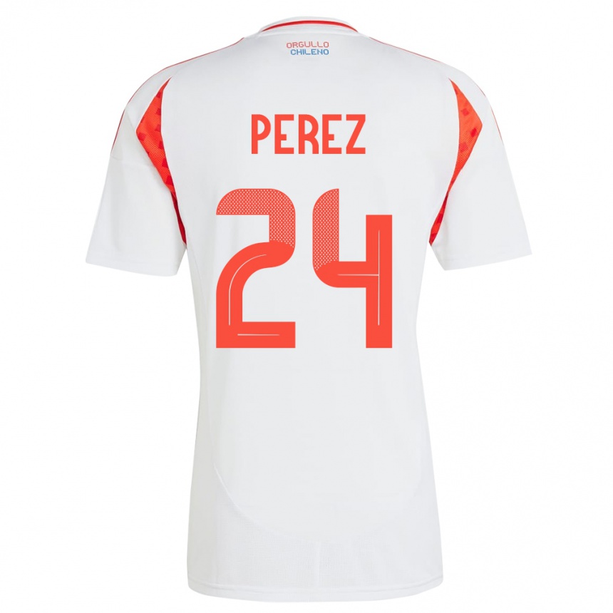 Hombre Fútbol Camiseta Chile César Pérez #24 Blanco 2ª Equipación 24-26 México
