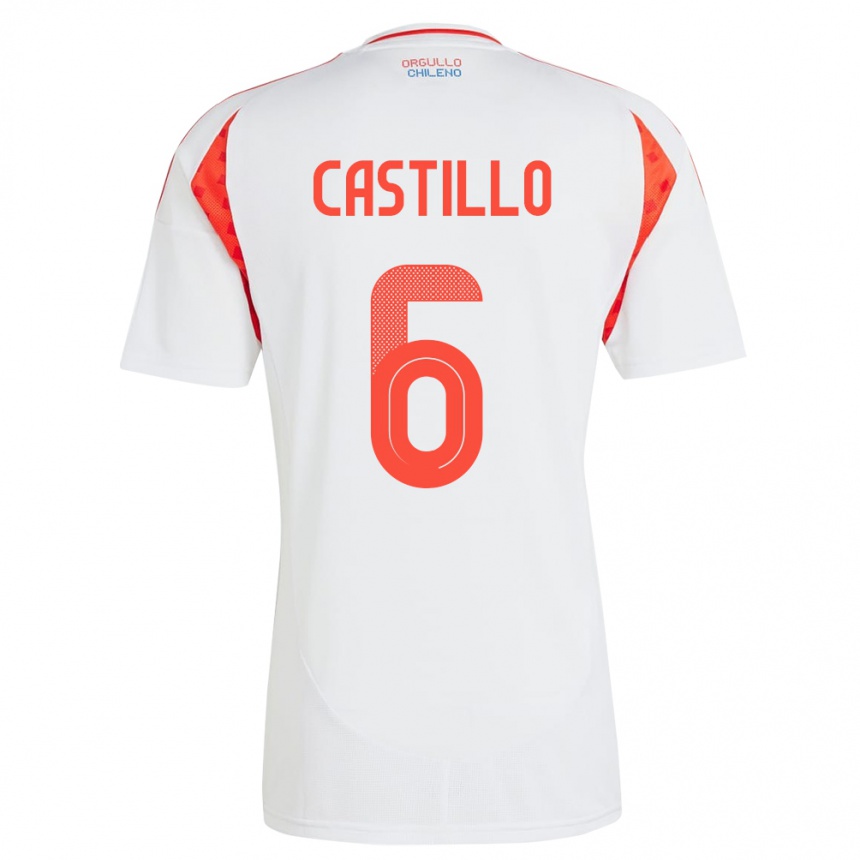 Hombre Fútbol Camiseta Chile Cristóbal Castillo #6 Blanco 2ª Equipación 24-26 México