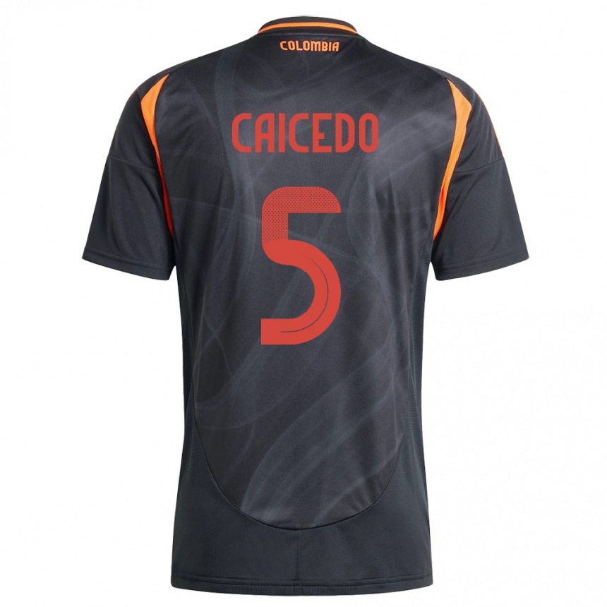 Hombre Fútbol Camiseta Colombia Kelly Caicedo #5 Negro 2ª Equipación 24-26 México