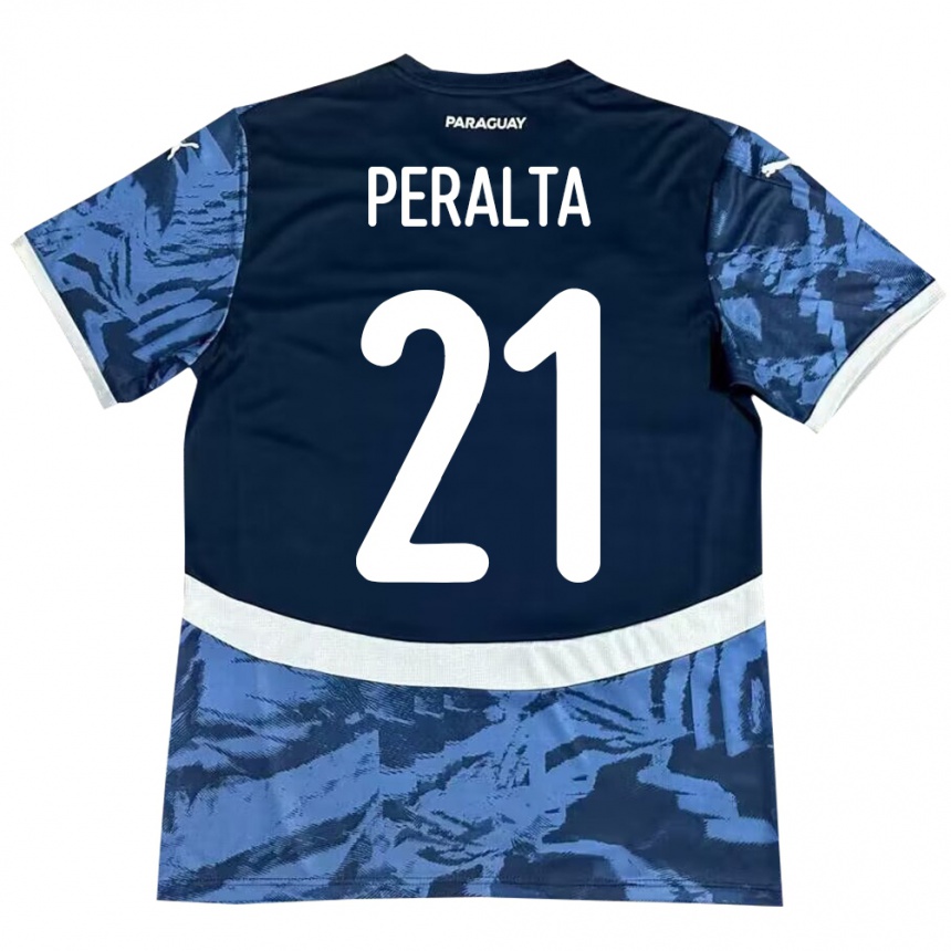 Hombre Fútbol Camiseta Paraguay Fabrizio Peralta #21 Azul 2ª Equipación 24-26 México