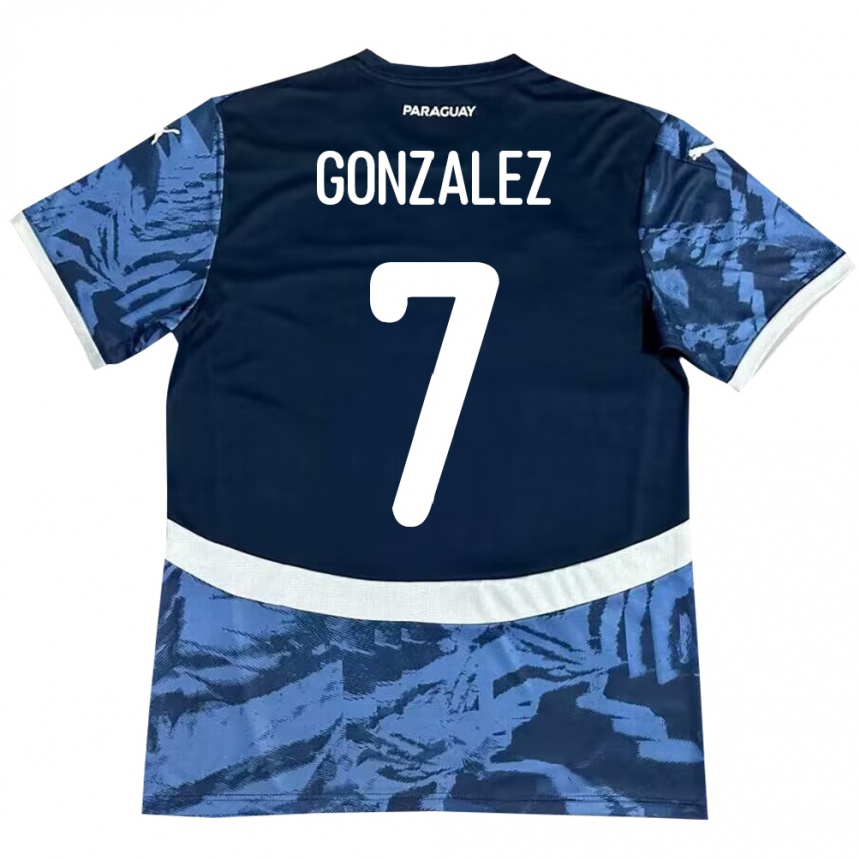 Hombre Fútbol Camiseta Paraguay Diego González #7 Azul 2ª Equipación 24-26 México