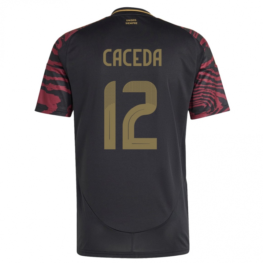 Hombre Fútbol Camiseta Perú Carlos Cáceda #12 Negro 2ª Equipación 24-26 México