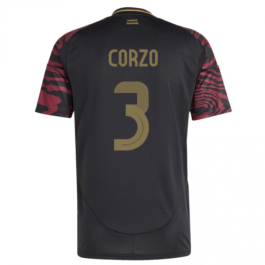 Hombre Fútbol Camiseta Perú Aldo Corzo #3 Negro 2ª Equipación 24-26 México