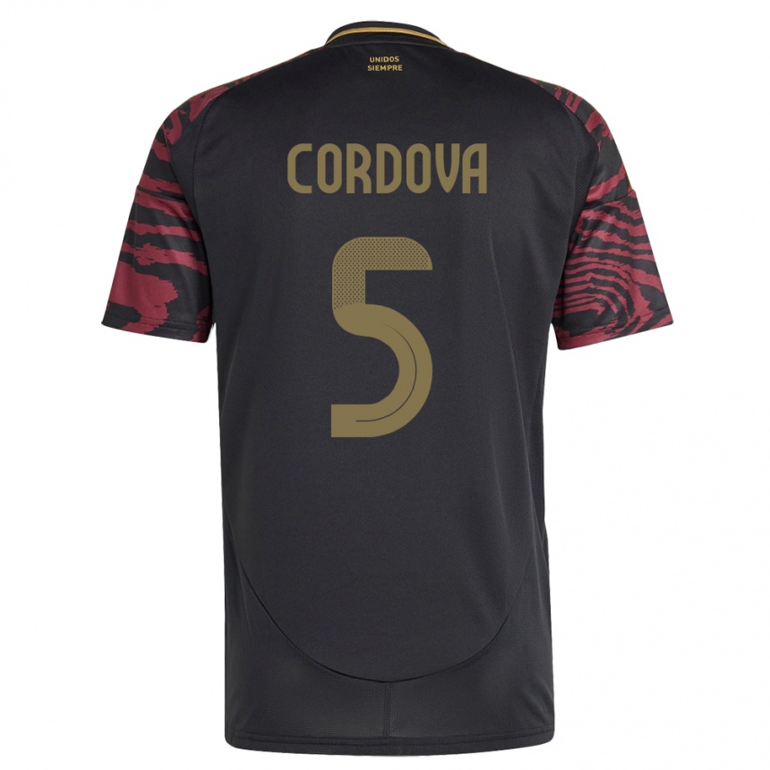 Hombre Fútbol Camiseta Perú Bryan Córdova #5 Negro 2ª Equipación 24-26 México