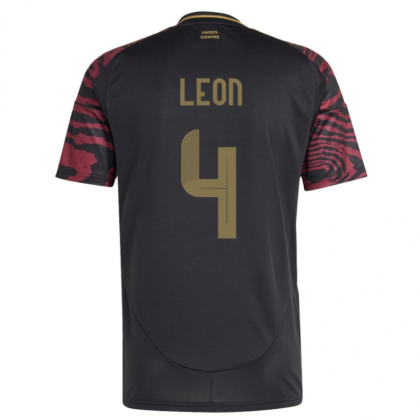 Hombre Fútbol Camiseta Perú Mía León #4 Negro 2ª Equipación 24-26 México