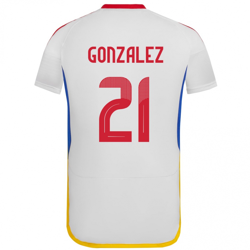 Hombre Fútbol Camiseta Venezuela Alexander González #21 Blanco 2ª Equipación 24-26 México