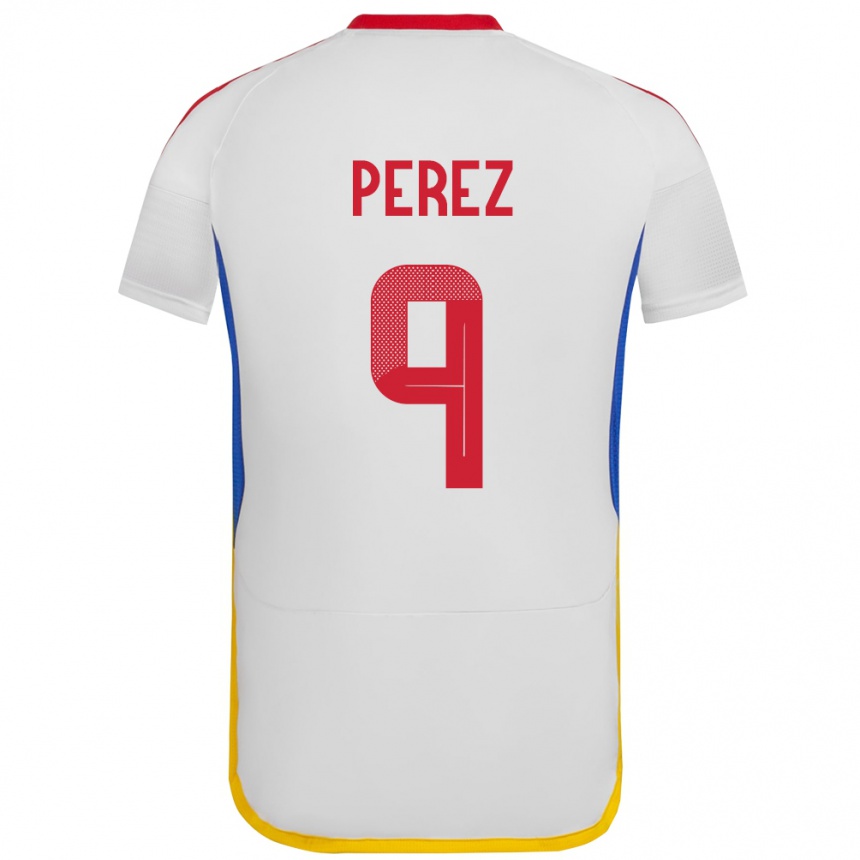 Hombre Fútbol Camiseta Venezuela Daniel Pérez #9 Blanco 2ª Equipación 24-26 México