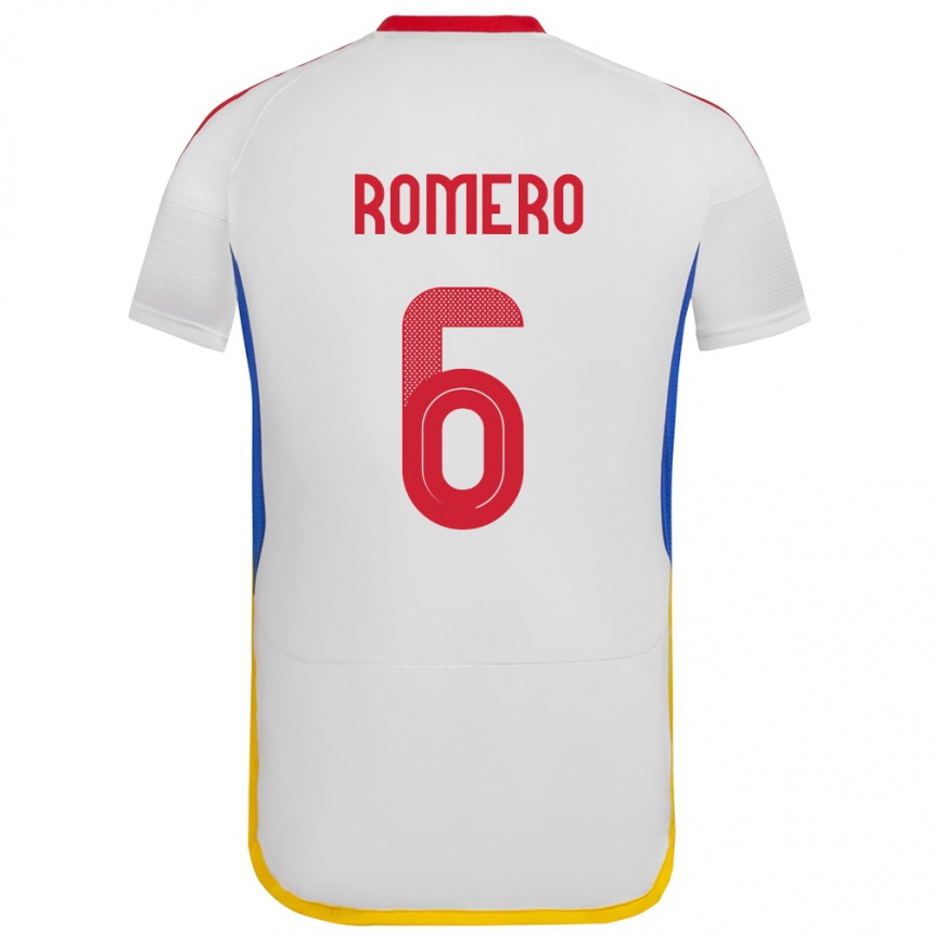 Hombre Fútbol Camiseta Venezuela Michelle Romero #6 Blanco 2ª Equipación 24-26 México