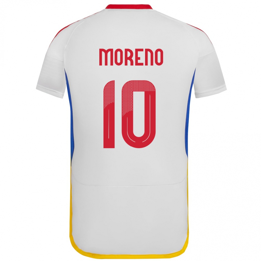Hombre Fútbol Camiseta Venezuela Yerliane Moreno #10 Blanco 2ª Equipación 24-26 México