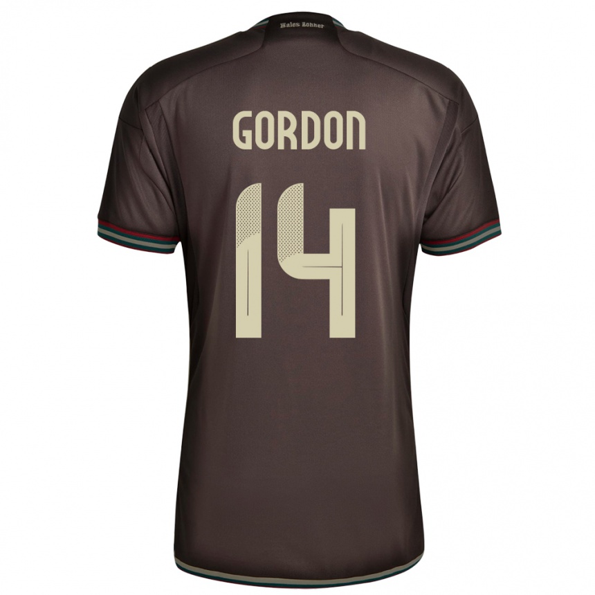 Hombre Fútbol Camiseta Jamaica Ashton Gordon #14 Marrón Noche 2ª Equipación 24-26 México