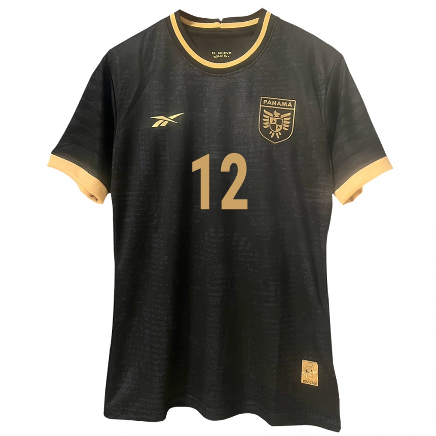 Hombre Fútbol Camiseta Panamá César Samudio #12 Negro 2ª Equipación 24-26 México