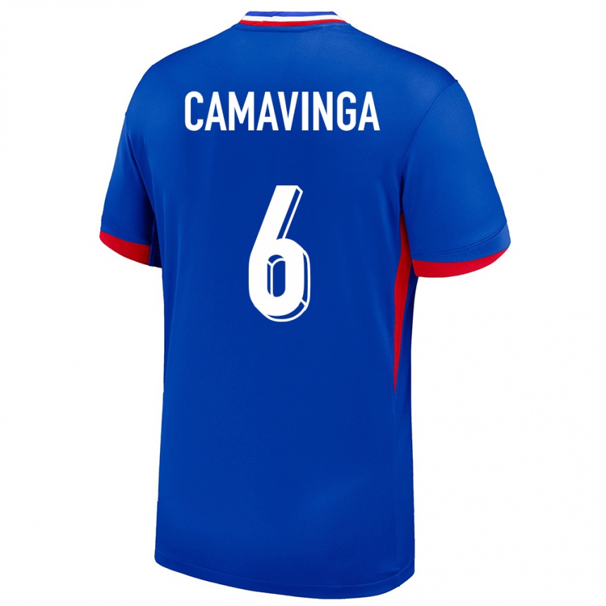 Mujer Fútbol Camiseta Francia Eduardo Camavinga #6 Azul 1ª Equipación 24-26 México