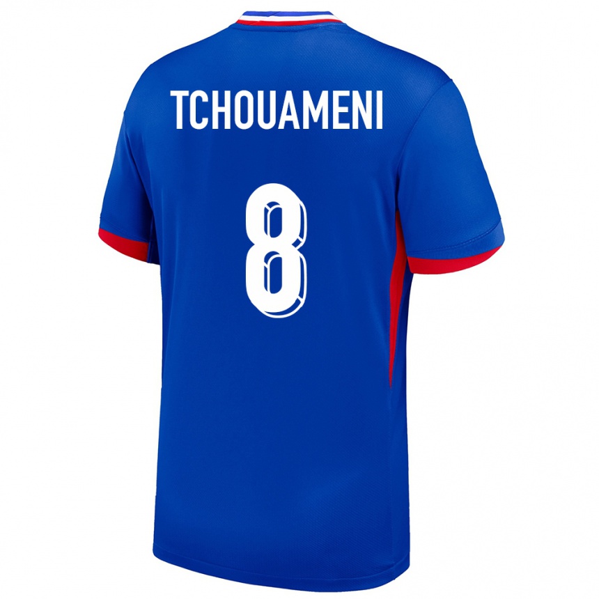 Mujer Fútbol Camiseta Francia Aurelien Tchouameni #8 Azul 1ª Equipación 24-26 México