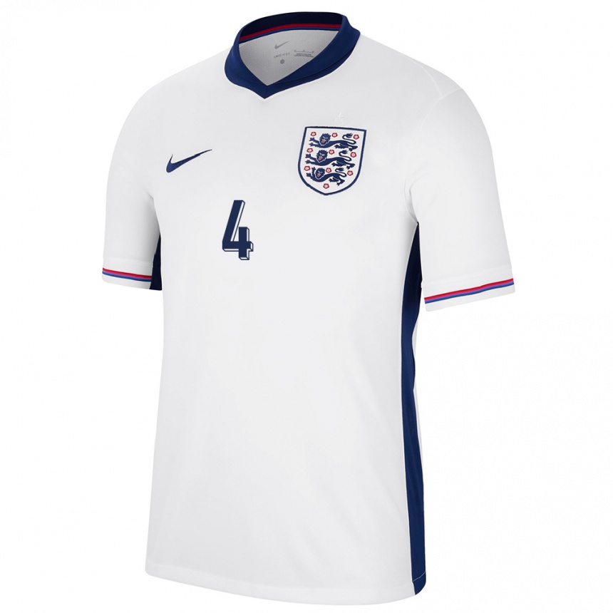 Mujer Fútbol Camiseta Inglaterra Declan Rice #4 Blanco 1ª Equipación 24-26 México